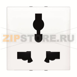 Розетка модульная с заземлением, 2P+E, 2M, 13-15 A, 127-230 В, альпийский белый ABB 2CLA223900N1101 