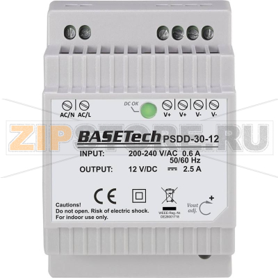 Блок питания на DIN-рейку 12 В, 2.5 А, 30 Вт Basetech PSDD-30-12 