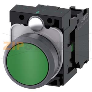 КНОПКА, 22MM, КРУГЛАЯ, ПЛАСТИК С МЕТАЛЛИЧЕСКИМ ФРОНТАЛЬНЫМ КОЛЬЦОМ, ЗЕЛЁНАЯ, ПЛОСКАЯ КНОПКА, КОНТАКТЫ МГНОВЕННОГО ДЕЙСТВИЯ, С ДЕРЖАТЕЛЕМ, 1NO, ВИНТОВЫЕ КЛЕММЫ, С ГРАВИРОВКОЙ ЛАЗЕРОМ, UPPER AND LOWER CASE, START OF LINE ALWAYS UPPER CASE Siemens 3SU1130-0A 