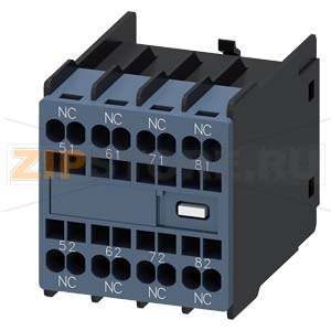 AUX.SWITCH BLOCK,FRONT,4НЗ, CURR.PATH: 1НЗ, 1НЗ, 1NC, 1NC, F. CONT. RELAYS A. MOTOR CONT., SZ S00 AND S0, SPRING-LOADED TERMINAL 51 / 52,61 / 62,71 / 72,81 / 82 DIN EN 50005 Siemens 3RH2911-2XA04-0MA0 