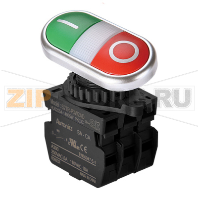 Выключатель кнопочный, двойной, Ø отверстия: 22/25 мм Autonics S2TR-P3W2ALM 