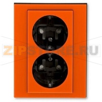 Розетка двойная, оранжевый/дымчатый чёрный ABB 2CHH223457C6066