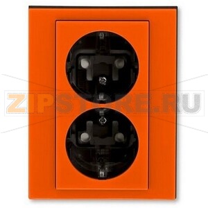 Розетка двойная, оранжевый/дымчатый чёрный ABB 2CHH223457C6066 