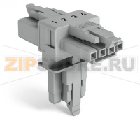 T-distribution connector; 4-pole; Cod. B; 1 input; 2 outputs; 3 locking levers; for flying leads; light green Wago 890-1732