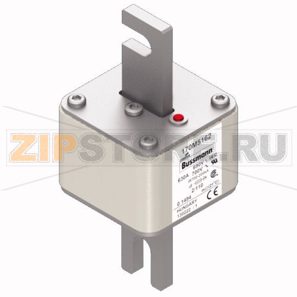 Предохранитель, 630 A, AC 690 В, 200 кА, 2, 61x61x108 мм, aR, DIN, IEC Eaton FUSE 630A 690V 2/1 