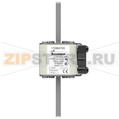 Предохранитель, 550 A, AC 690 В, 200 кА, size 1, 53x69x136 мм, aR, IEC UL Eaton FUSE 550A 690V 