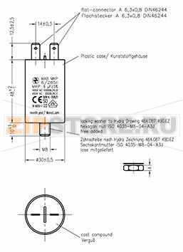 Конденсатор пусковой 6 мкФ, 450 В/AC, 5 %, 30x48 мм Hydra MKP_285_MAB 6uF 