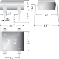 Мост диодный 1 А, 800 В, кремниевый, однофазный, корпус: DIL-4 Diotec B380D