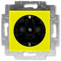 Розетка с заземлением, жёлтый/дымчатый чёрный ABB 2CHH203457A6064