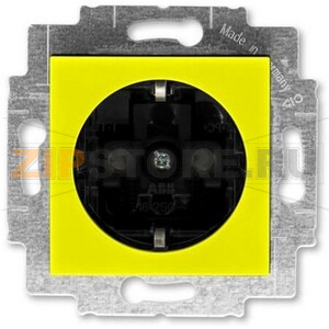 Розетка с заземлением, жёлтый/дымчатый чёрный ABB 2CHH203457A6064 
