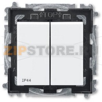 Выключатель двухклавишный, белый/дымчатый чёрный ABB 2CHH595940A4062