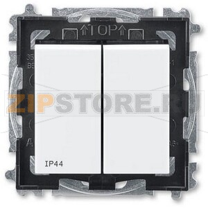 Выключатель двухклавишный, белый/дымчатый чёрный ABB 2CHH595940A4062 