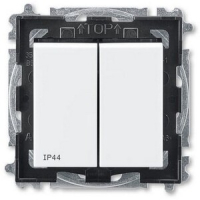 Выключатель двухклавишный, белый/дымчатый чёрный ABB 2CHH595940A4062