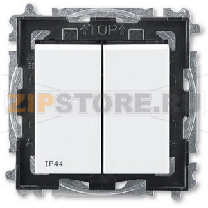 Выключатель двухклавишный, белый/дымчатый чёрный ABB 2CHH595940A4062 