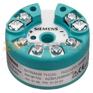 ТЕМПЕРАТУРНЫЙ ПРЕОБРАЗОВАТЕЛЬ SITRANS TH200 ДЛЯ УСТАНОВКИ В СОЕДИНИТЕЛЬНУЮ ГОЛОВКУ С ЭЛЕКТРИЧЕСКОЙ ИЗОЛЯЦИЕЙ, ТИП B (DIN 43729),  2-ХПРОВОДНАЯ СИСТЕМА, 4 -20 MA, ПРОГРАММИРУЕМЫЙ Siemens 7NG3211-1.... 