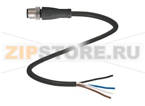 Кабель датчика-исполнительного устройства Cable connector V1S-G-BK15M-PUR-U Pepperl+Fuchs Описание оборудованияCable connector, M12, 4-pin, PUR cable