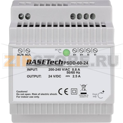 Блок питания на DIN-рейку 24 В, 2.5 А, 60 Вт Basetech PSDD-60-24 