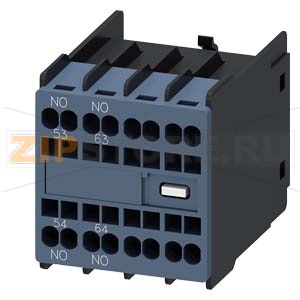 AUX.SWITCH BLOCK,FRONT,2НО, CURR.PATH: 1НО, 1НО, SPECIAL VARIANTS FOR SZ S00 AND S0, SPRING-LOADED TERMINAL 53 / 54, 63 / 64 Siemens 3RH2911-2XA20-0MA0 