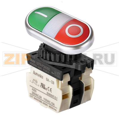 Выключатель кнопочный, двойной, Ø отверстия: 22/25 мм Autonics S2TR-P3W2BD 