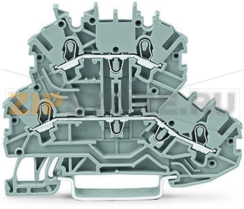 Double-deck terminal block; Through/through terminal block; L/N; without marker carrier; Blue conductor entry upper deck; for DIN-rail 35 x 15 and 35 x 7.5; 1 mm?; Push-in CAGE CLAMP®; 1,00 mm?; gray Wago 2000-2203 