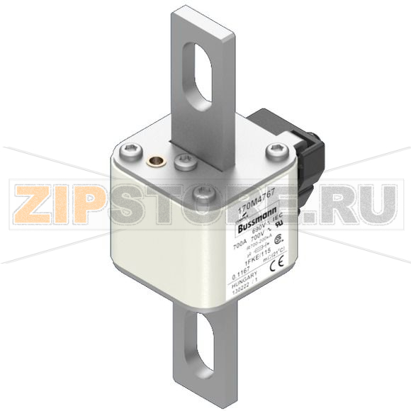 Предохранитель, 700 A, AC 690 В, 200 кА, size 1, 53x69x136 мм, aR, IEC UL Eaton FUSE 700A 690V 