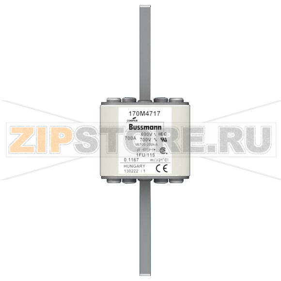 Предохранитель, 700 A, AC 690 В, 200 кА, size 1, 53x69x136 мм, aR, IEC UL Eaton FUSE 700A 690V 