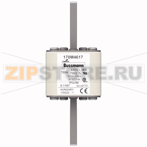 Предохранитель, 700 A, AC 690 В, 200 кА, size 1, 53x69x136 мм, aR, IEC UL Eaton FUSE 700A 690V 