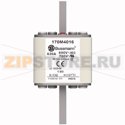 Предохранитель, 630 A, AC 690 В, 200 кА, DIN 1, 53x53x108 мм, aR, DIN, IEC Eaton FUSE 630A 690V 