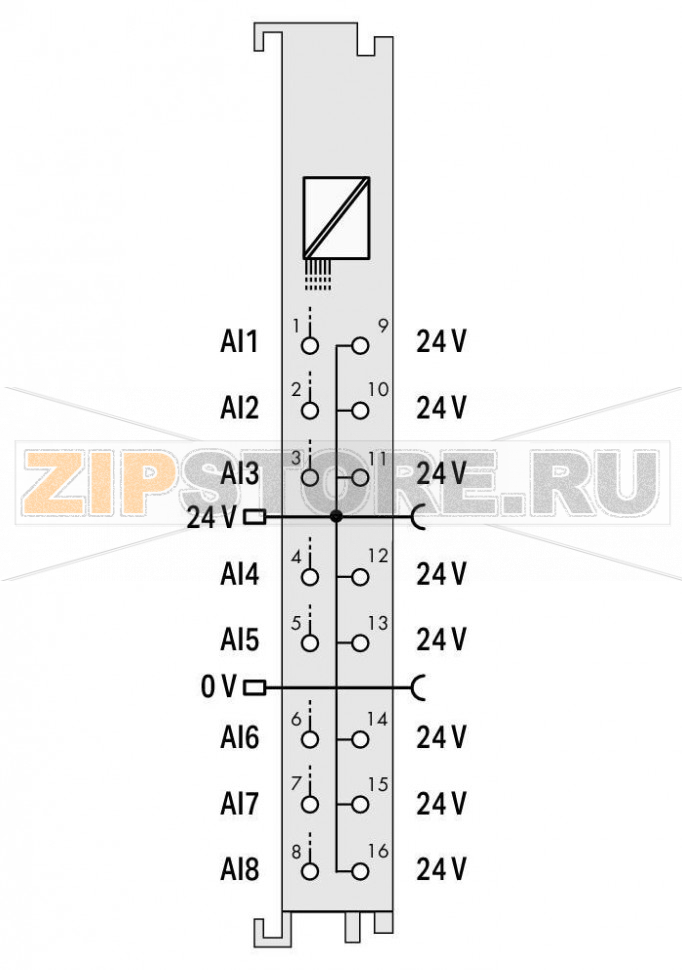 8 аналоговых вводов; 0/4 – 20 мA; Несимметричный; - Wago 750-496 