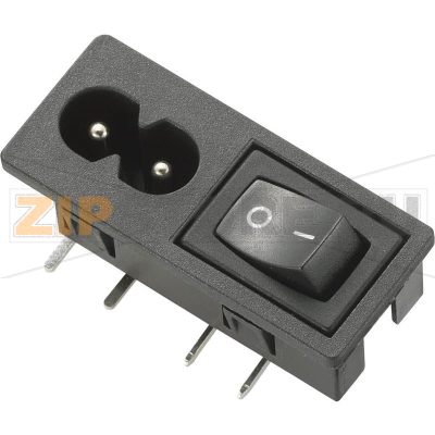 Розетка с выключателем 2.5 А, IEC C8, черная, 1 шт TRU Components 1572265 
