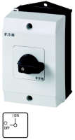 Переключатель вкл/выкл, 3-полюсн. + N, 20 A, 90°, монтаж на поверхность Eaton T0-2-10/I1
