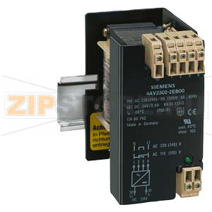 1-фазный блок питания перв 230-115 V втор 24 фильтрующий EN 60742, EN61131-2 степень защиты IP00 винтовые клеммы, интег. монт. на рейку 35 mm58-2-6, EN61131-2 &gt;safety isolating transformer Siemens 4AV2302-2EB00-0A 