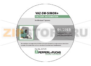 Аксессуар Configuration software VAZ-SW-SIMON+ Pepperl+Fuchs Описание оборудованияSoftware for configuration of K30 Master Monitors/K31 and KE4 Safety Monitors