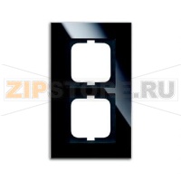 Рамка двухместная, чёрное стекло ABB 6758.83