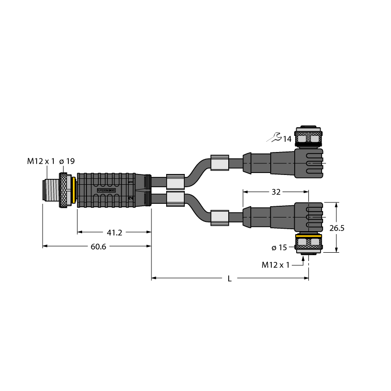 Разветвитель 2-х канальный Turck VBRS4.4-2WKC4.324T-5/5/TXL 
