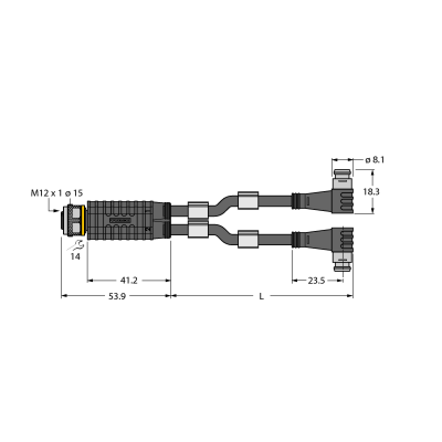 Разветвитель 2-х канальный Turck VBRK4.4-2PSW3S-1/1/TXL 