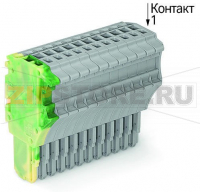 1-проводниковая розетка; 1,5; 13-пол.; 1,50 mm; желто-зеленые,серые Wago 2020-113/000-037
