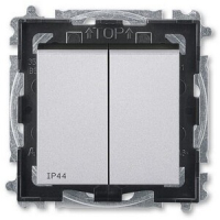 Выключатель двухклавишный, серебро/дымчатый чёрный ABB 2CHH595940A4070