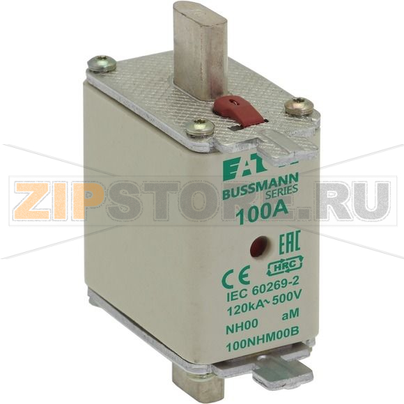 Предохранитель, 100 A, AC 500 В, 120 кА, NH00, aM, IEC Eaton FUSE NH SIZE 00 aM 100A 500V 