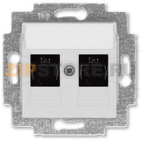 Розетка компьютерная, 2хRJ45, серая ABB 2CHH295118A6016