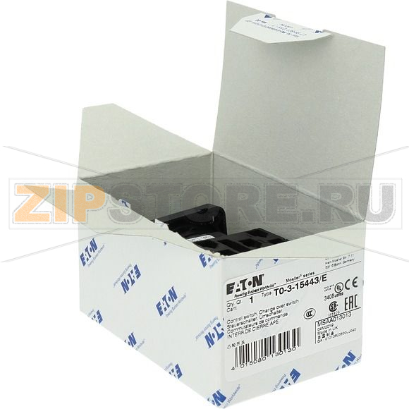 Переключатель, контакты: 6, 20 A, панель: 1-2, 90°, с фиксацией Eaton T0-3-15443/E 