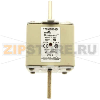 Предохранитель, 1000 A, AC 690 В, 200 кА, DIN 3, aR, DIN, IEC Eaton FUSE 1000A 690V aR DIN 3 HSDNH 