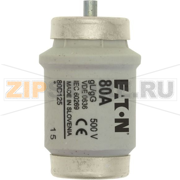 Предохранитель, 80 A, AC 500 В, 50 кА, D4, gL/gG, IEC с задержкой Eaton FUSE-D4 80A T GL/GG 500VAC 
