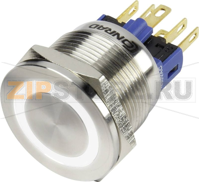 Кнопка антивандальная 250 В/AC, 3 А, 1 x выкл/вкл, без фиксации, IP65 TRU Components GQ22S-11E/W/12V 