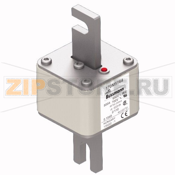 Предохранитель, 800 A, AC 690 В, 200 кА, 2, 61x61x108 мм, aR, DIN, IEC Eaton FUSE 800A 690V 2/1 