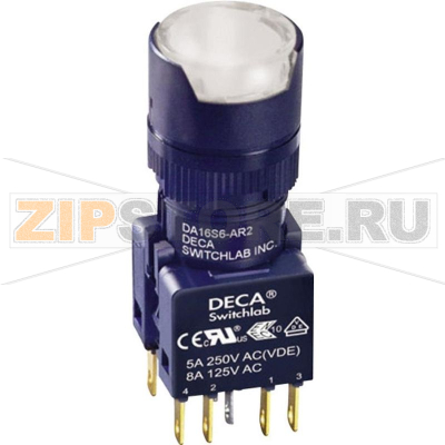 Кнопка 250 В/AC, 5 А, 1 x выкл/вкл, без фиксации, IP65, 1 шт DECA ADA16S6-MR2-B2KW 