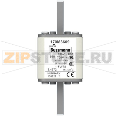 Предохранитель, 50 A, AC 690 В, 200 кА, size 1, 45x45x110 мм, aR, IEC UL Eaton FUSE 50A 690V 1 