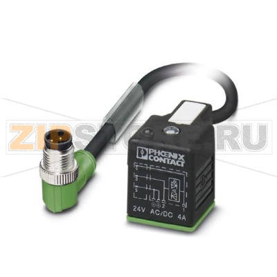 Кабель для датчика / исполнительного элемента Phoenix Contact SAC-3P-M12MR/0,6-PUR/A-1L-S 3-полюсн., PUR/ПВХ, черный RAL 9005, Штекеры угловой M12, А-кодирование, к Штекер типа А для электромагнитного клапана, с помощью 1 светодиод, подключение с помощью Диод Зенера, Длина кабеля: 0,6 м.Минимальный заказ: 1 шт.Упаковка: 1 шт.