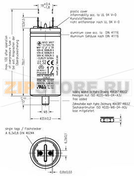 Конденсатор пусковой 12 мкФ, 500 В/AC, 5 %, 35x78 мм Hydra MKP_500_MAB 12uF 