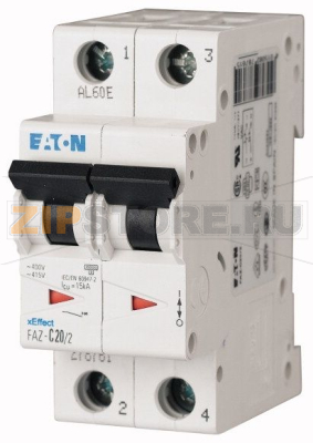 Выключатель автоматический 0,16А, кривая откл. C, 2 полюса, откл. способ. 15 кА Eaton FAZ-C0,16/2 